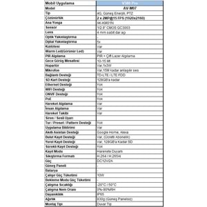 AVENİR AV-M07 4MP (2*2MP) 2 KAMERALI 4G SİM KARTLI IP PTZ KAMERA V380 PRO APP - Görsel 3