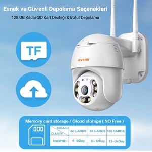 AVENİR AV-M20 3MP CCTV KABLOSUZ İKİ YOLU SES ONVİF DESTEKLİ WATERPROOF PTZ WIFI IP KAMERA - Görsel 3