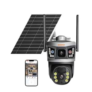 AVENİR AV-S232 4MP SOLAR WIFI IP PTZ DUAL LİGHT ÇİFT KAMERALI V380 PRO APP KAMERA - Görsel 2