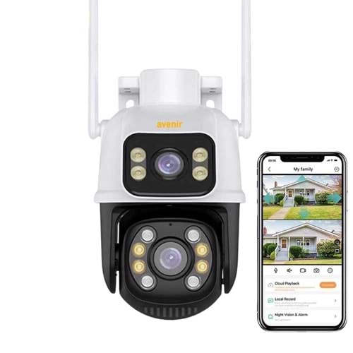 AVENİR AV-S307 2 KAMERALI WİFİ 6MP ONVİF DIŞ MEKAN KAMERA