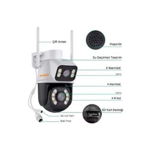 AVENİR AV-S307 2 KAMERALI WİFİ 6MP ONVİF DIŞ MEKAN KAMERA - Görsel 2