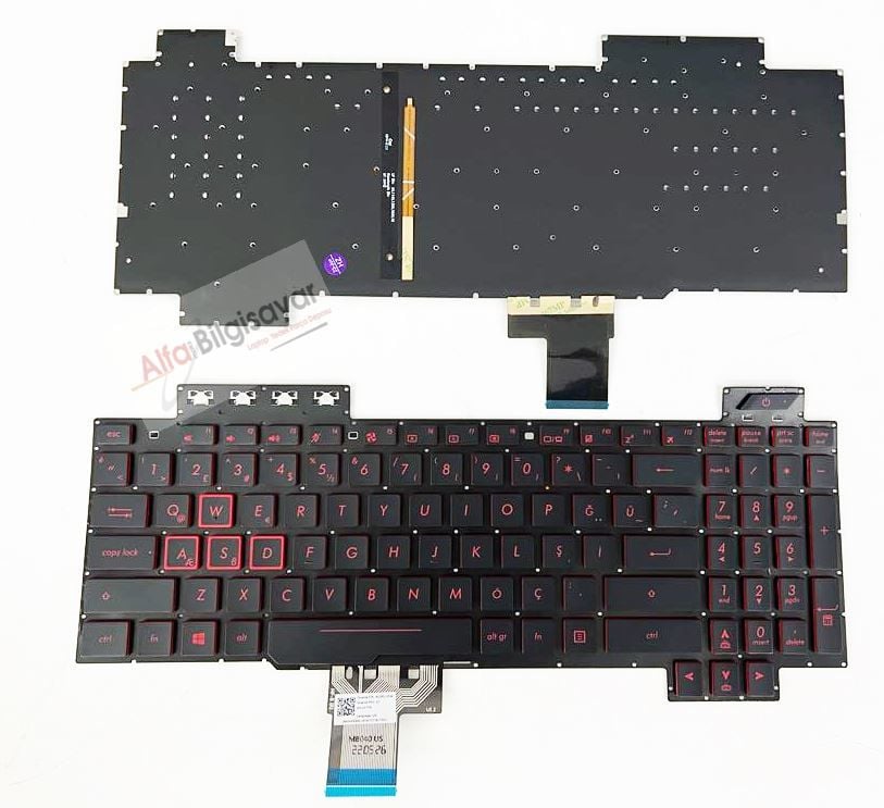 Asus Tuf Gaming Fx504, FX504GD, FX504GE, FX504GM FX80 FX80G Fx504Gm 90Nr00J1-R31Tu1 Fx505, Fx505Dv Fx505Dd, Fx505Dt Fx505D Fx505Du, Fx505Dy Fx505Gd, Fx505Ge Fx505G, Fx505Gt Fx505Gm, Fx86 Fx505Gu, Fx505A FX705 FX705GD Klavye Aydınlatmalı Tuş Takımı