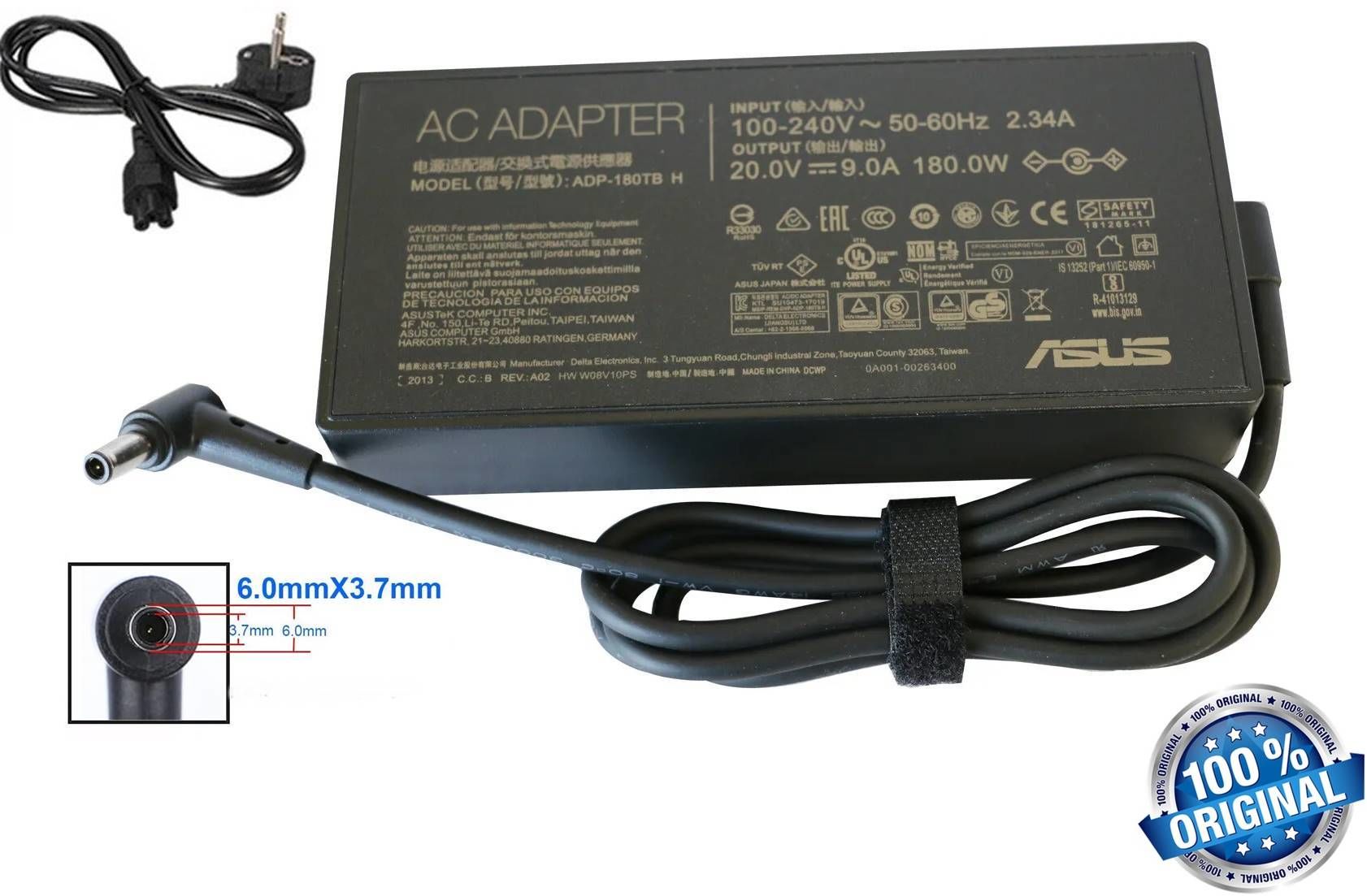 Asus rog Zephyrus, TUF Gaming, ROG Strix 20V 9.0A 180w İğne Uç 6.0x3.7mm Adaptör Orijinal Şarj Cihazı