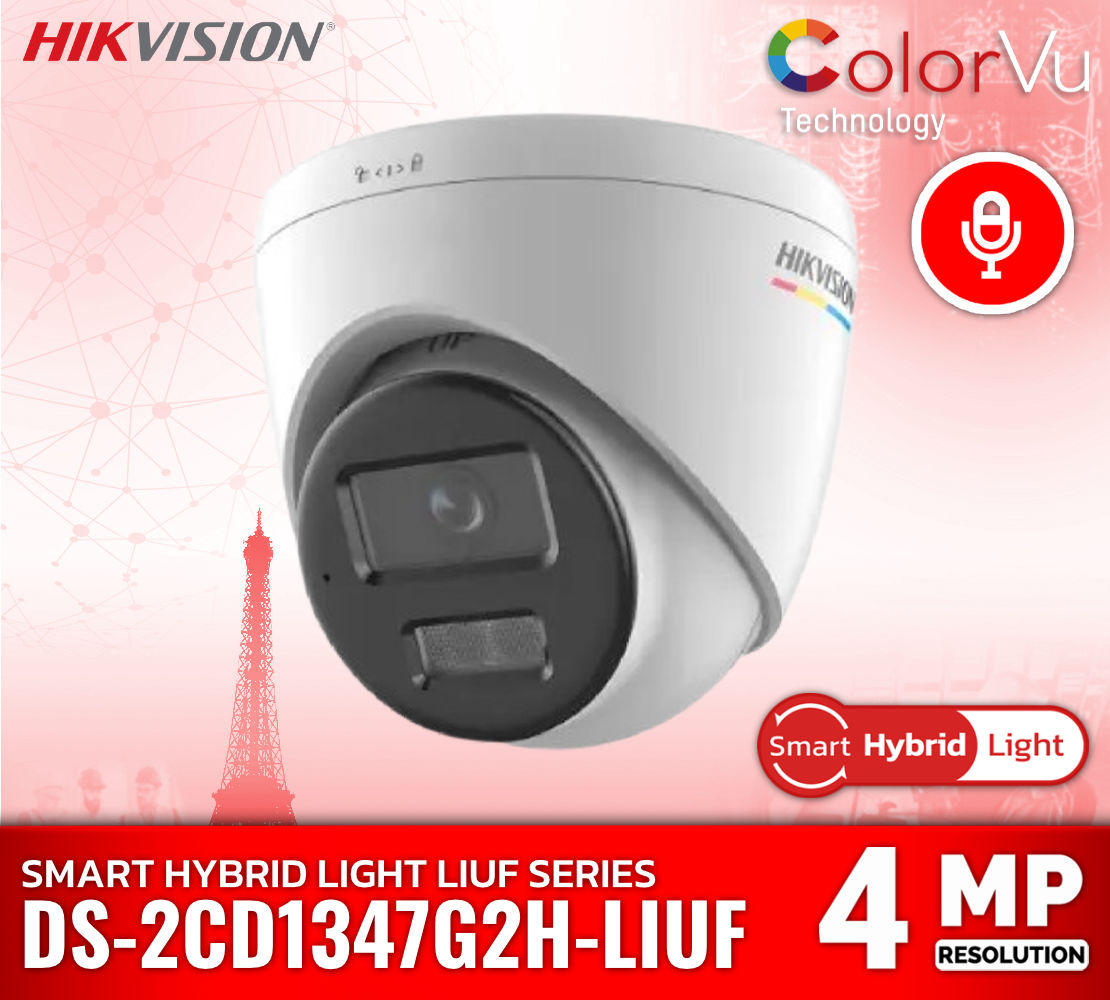 HIKVISION DS-2CD1347G2H-LIUF 4MP 2.8MM 30MT COLORVU SMART HYBRID LIGHT ACUSENSE DAHİLİ MİKROFON IP DOME KAMERA