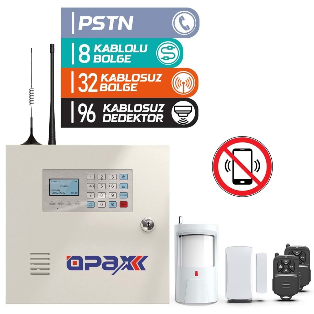 OPAX-2545 PSTN ÖZELLİKLİ KABLOLU & KABLOSUZ ALARM PANELİ - Görsel 3