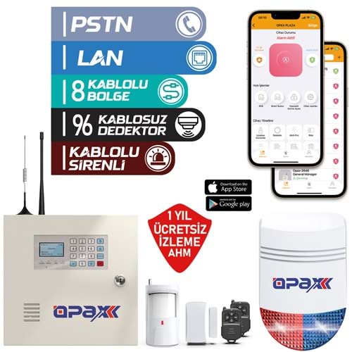 OPAX-2545LAN BGR 10 AKÜ NETWORKLÜ ALARM PANELİ