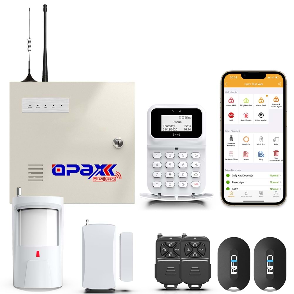 OPAX-2747 GPRS/GSM/WİFİ ALARM PANELİ KABLOSUZ SİRENLİ - Görsel 4