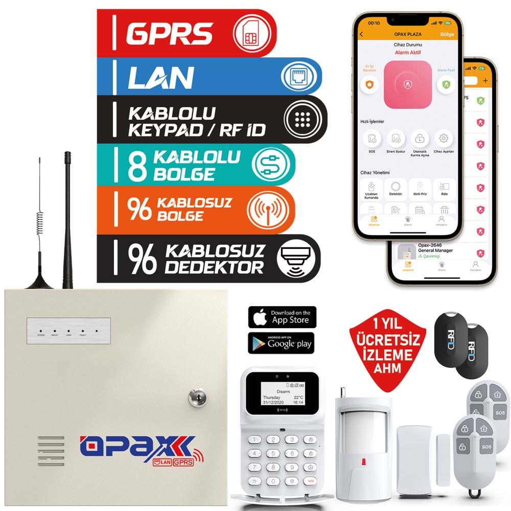 OPAX-2747 GPRS/LAN KEYPADLİ KABLOLU&KABLOSUZ ALARM PANELİ - Görsel 2
